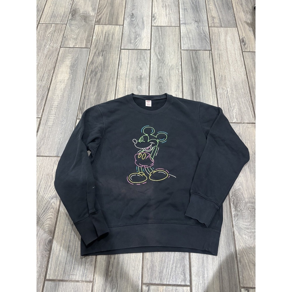 Uniqlo UT Disney Mickey Mouse Outline Black Crewneck Sweatshirt Men's Size M
